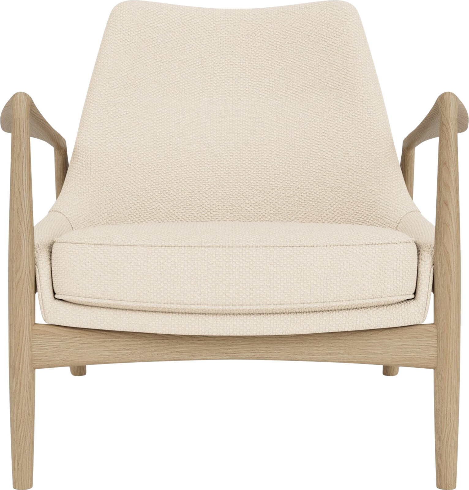 The Seal Lounge Sessel 73 cm, helle Eiche, gepolstert, creme