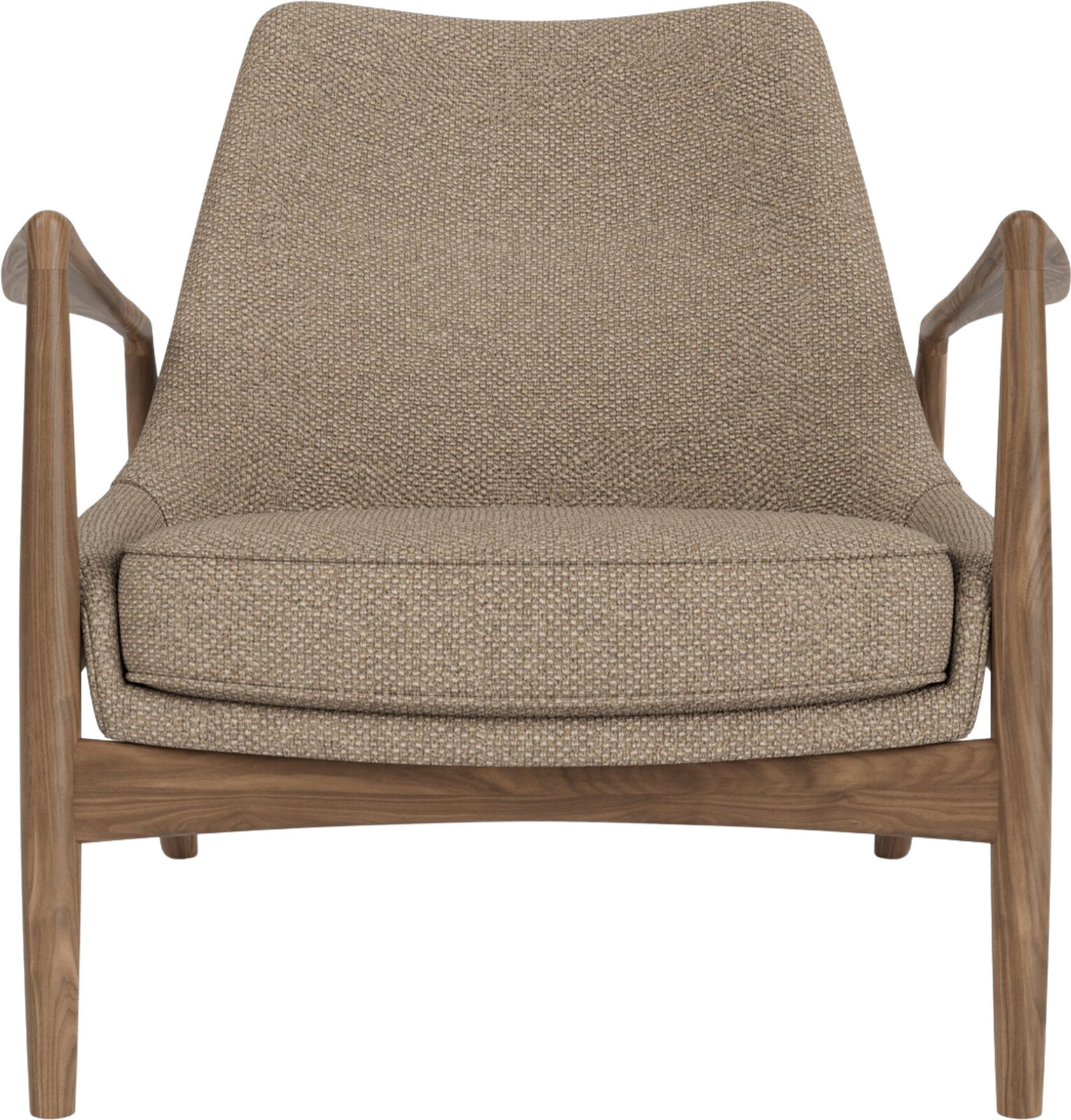 The Seal Lounge Sessel 73 cm, Nussbaum, gepolstert, beige