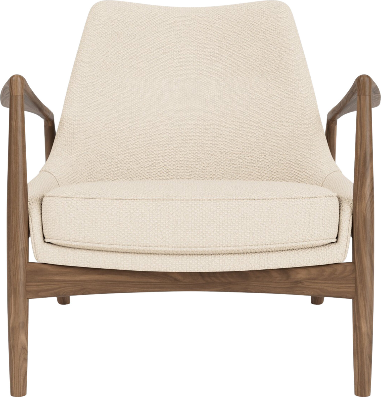 The Seal Lounge Sessel 73 cm, Nussbaum, gepolstert, creme