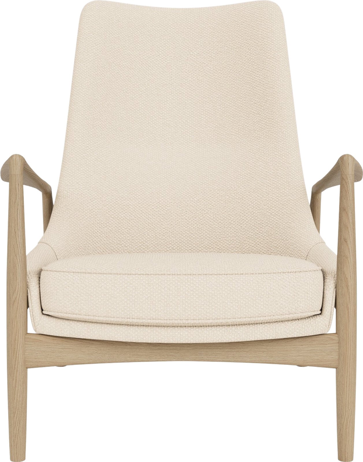 The Seal Lounge Sessel 92 cm, helle Eiche, gepolstert, creme