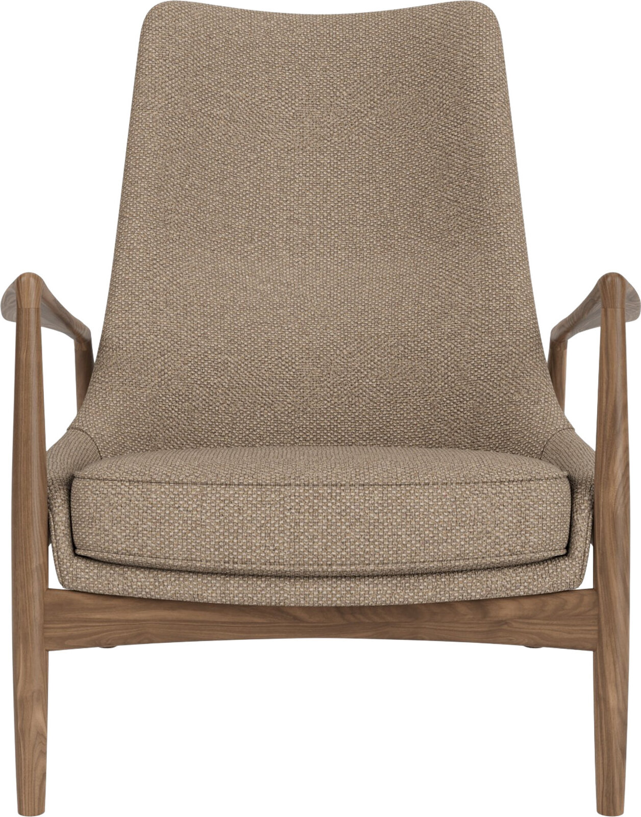 The Seal Lounge Sessel 92 cm, Nussbaum, gepolstert, beige