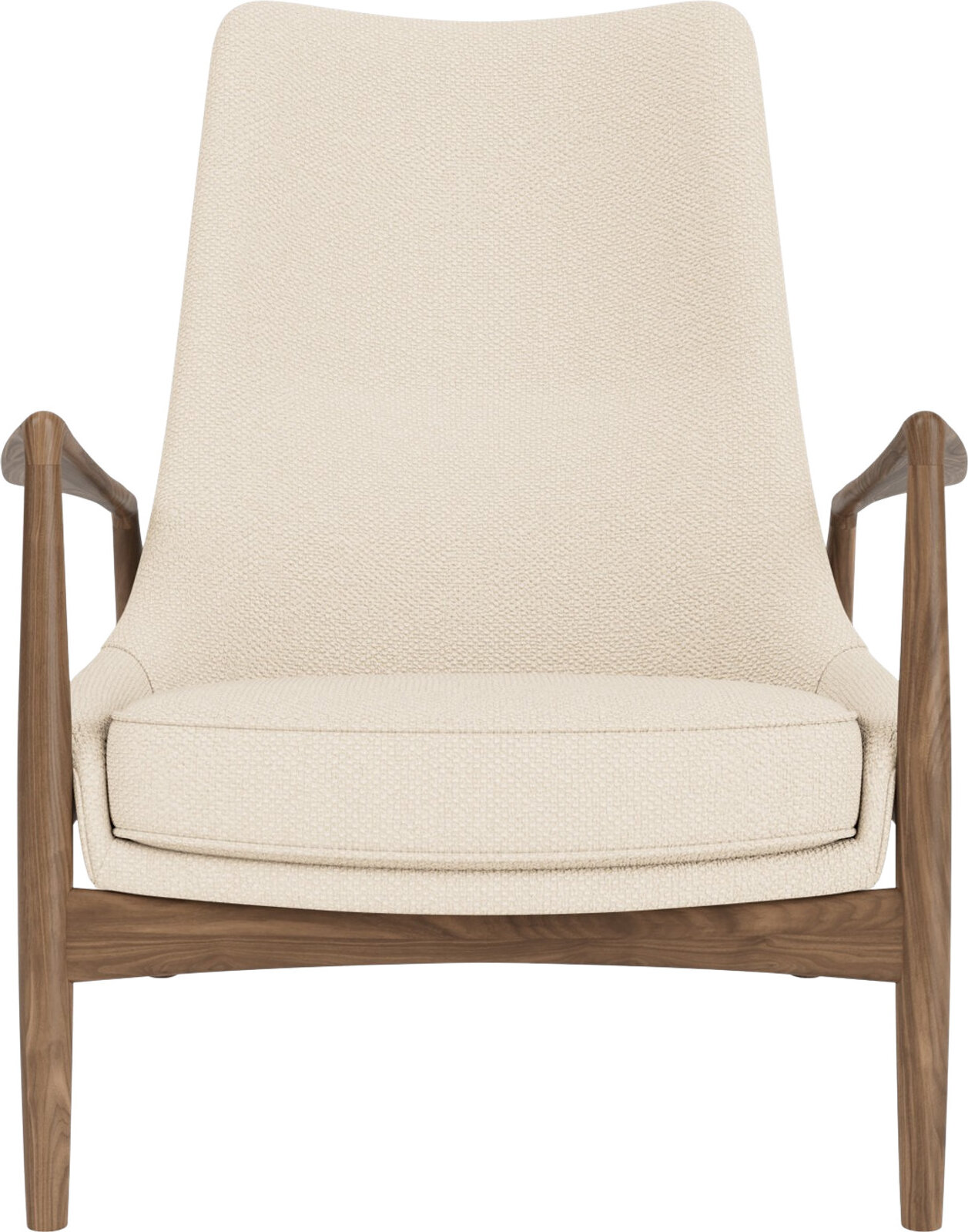 The Seal Lounge Sessel 92 cm, Nussbaum, gepolstert, creme