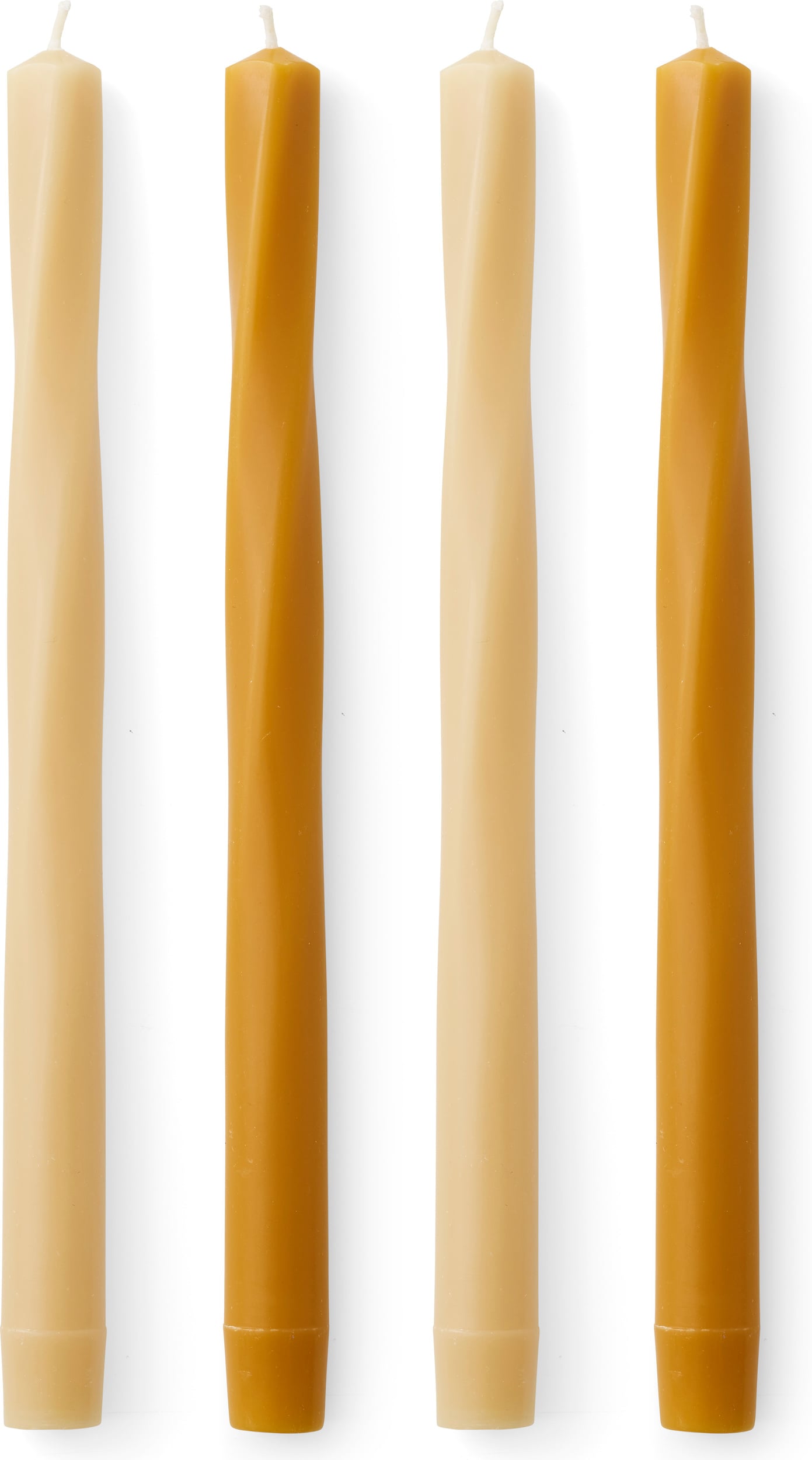 Twist Tapered Kerzen beige und hellbraun 4 St.