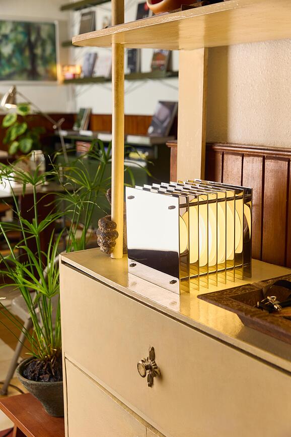 Lampe Lop Square L, acier inoxydable poli