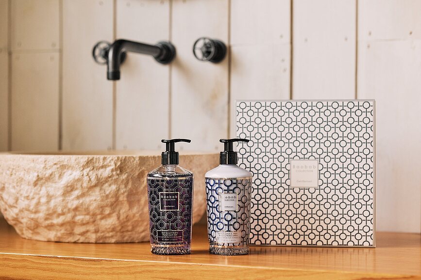 Baobab Gift Box Gentlemen Coffret Cadeau Savon pour les mains et Baume corporel, 2 pièces