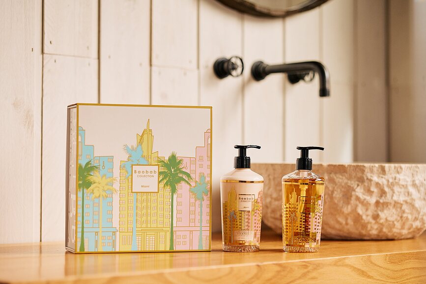 Baobab Gift Box Miami Coffret Cadeau, savon pour les mains et lotion pour le corps, Set 2 pièces