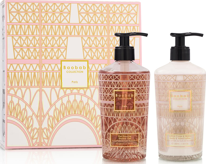 Baobab Gift Box Paris Coffret, Gel Douche et Lait Corporel, Set 2 pièces