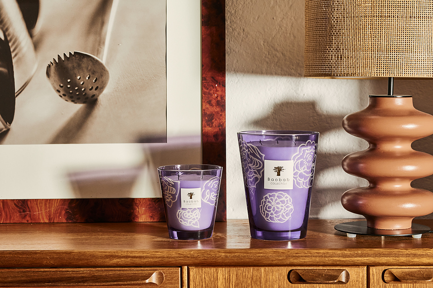 Collectible Roses Dišeča sveča, 35 cm, Dark Parma