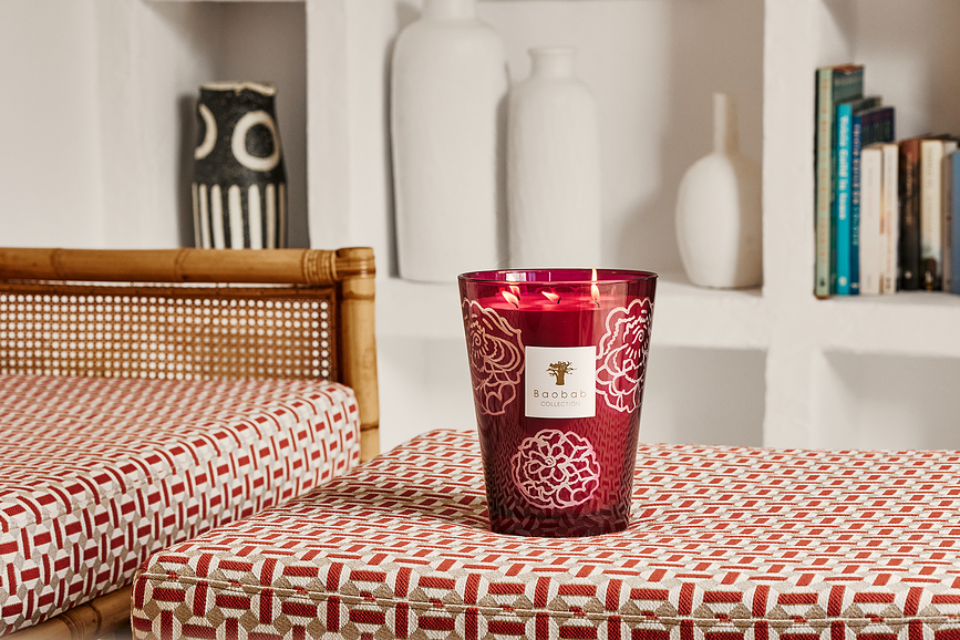 Collectible Roses Dišeča sveča, 35 cm, bordo