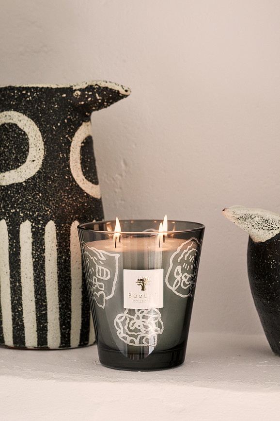 Collectible Roses Dišeča sveča, 35 cm, siva