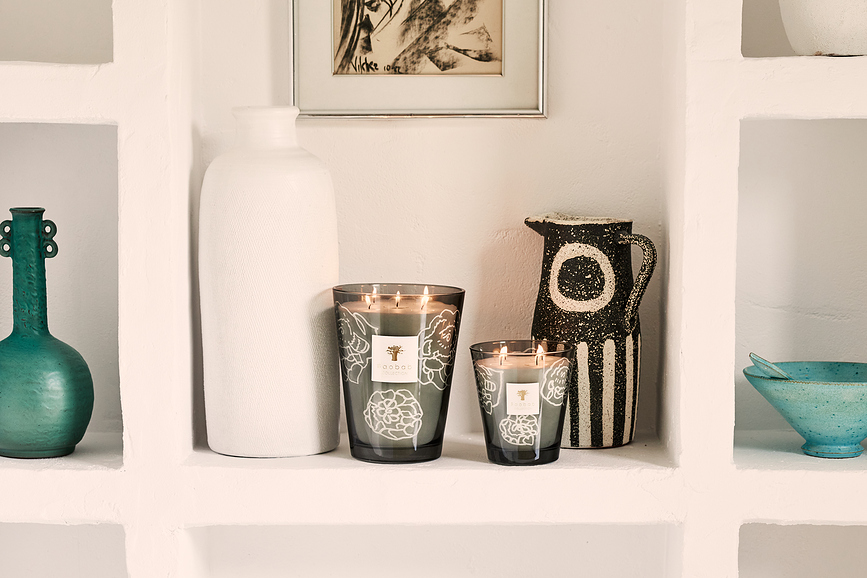 Collectible Roses Dišeča sveča, 35 cm, siva