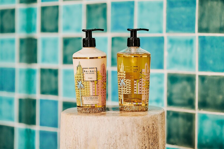 Estuche de Regalo Baobab Miami, Gel de ducha y loción corporal, Set de 2 piezas