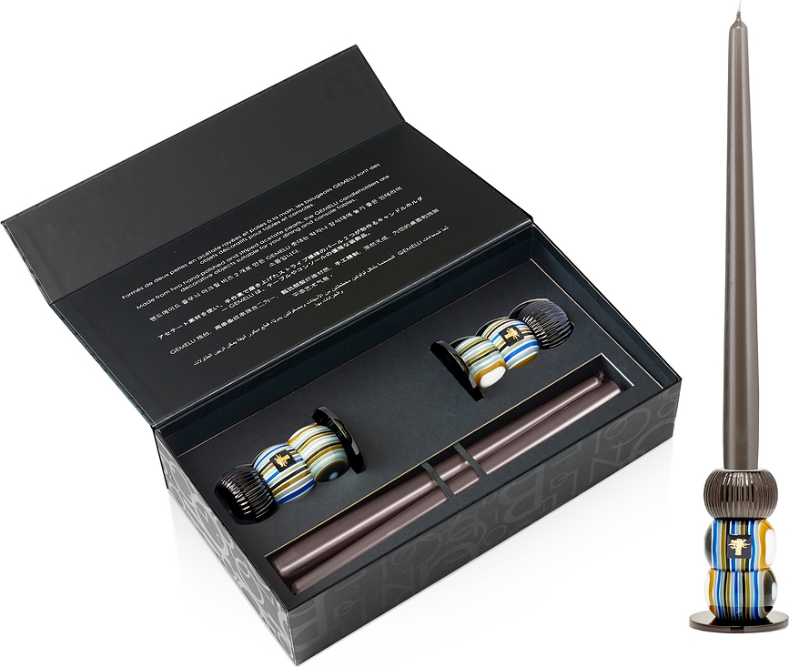 Gemelli Bronze Set svečnikov s svečami, 4-delni set