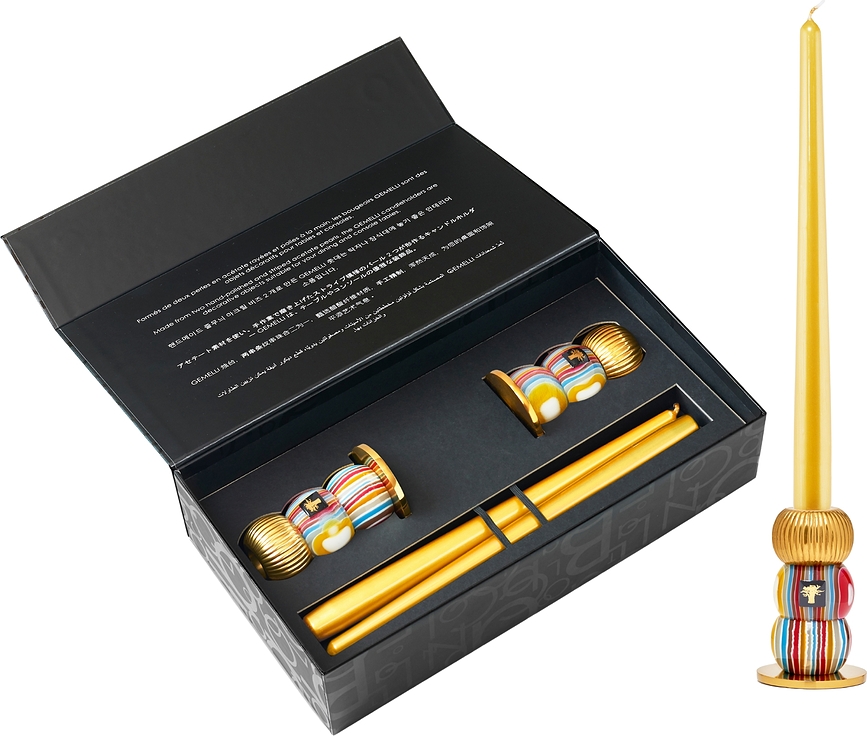 Gemelli Gold Set svečnikov in sveč, 4-delni set