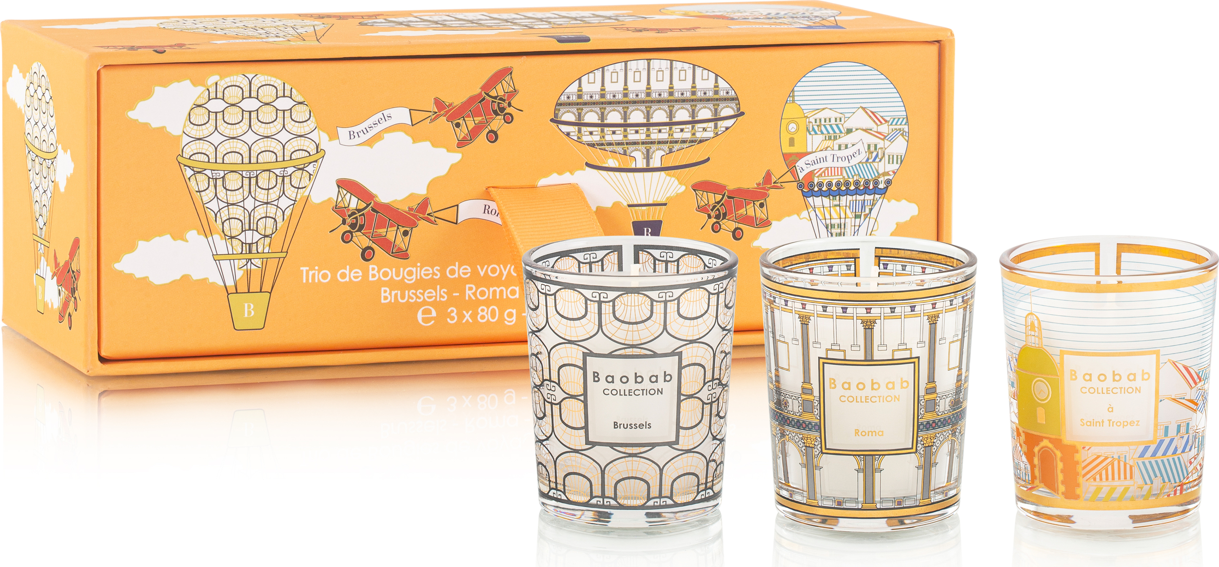 My First Baobab Duftkerzen Geschenkset Trio, Brussels-Roma-Saint-Tropez, 3 St.