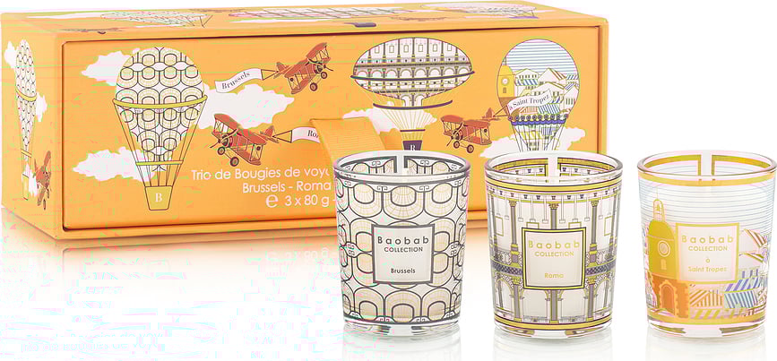 My First Baobab Gift Trio Mirisne Svijeće Brussels-Roma-A Saint-Tropez 3 kom.