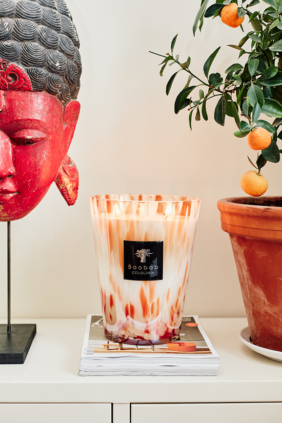 Pearls Coral Dišeča sveča, 10 cm, koralna