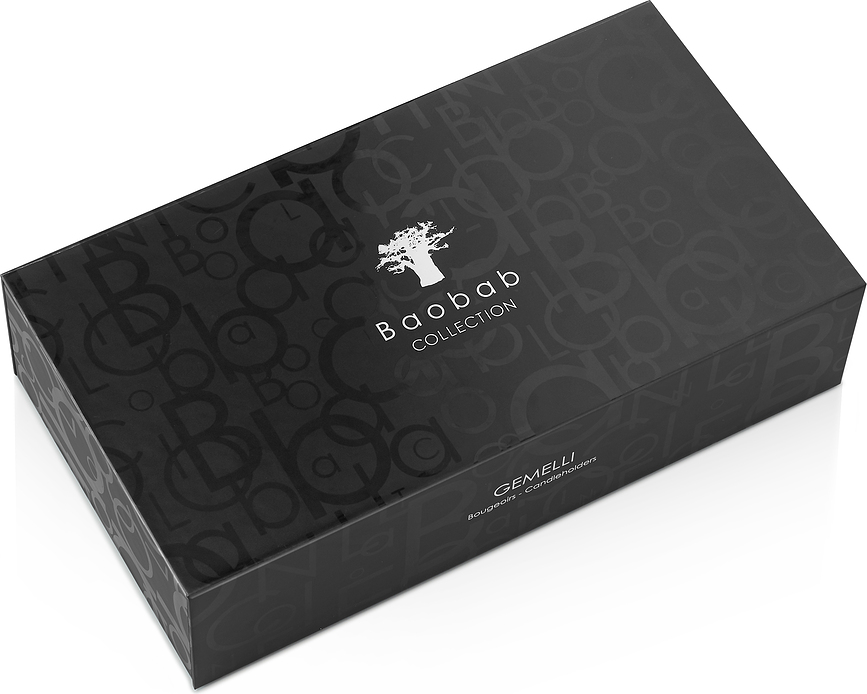 Set de Portavelas Gemelli Silver, con velas, acabado plateado, 4 piezas