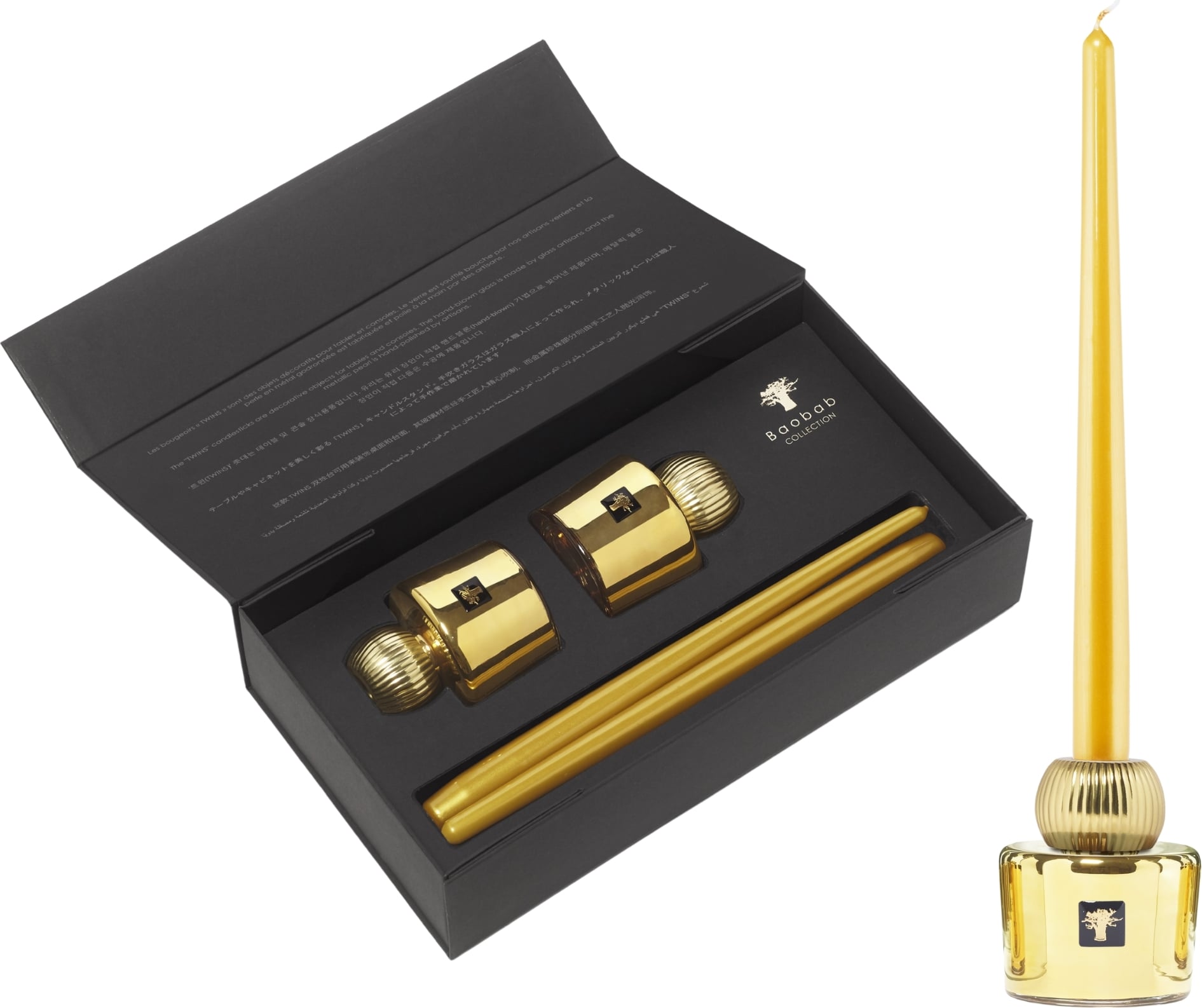 Twins Les Exclusives Aurum Kerzenhalter-Set mit Kerzen, 4-tlg.