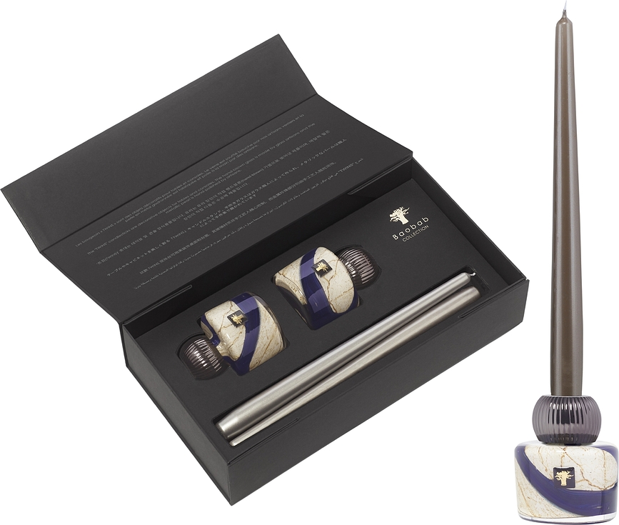 Twins Stone Lazuli Bougeoirs avec bougies, Set 4 pièces