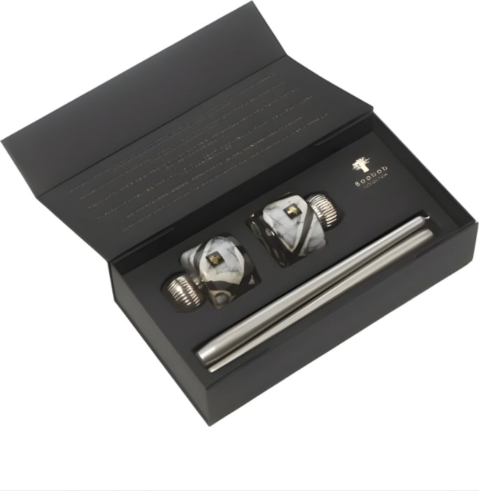Twins Stones Marble Kerzenhalter-Set mit Kerzen, 4-teilig