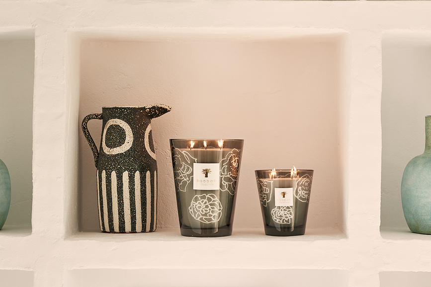 Vela Aromática Collectible Roses, 35 cm, gris