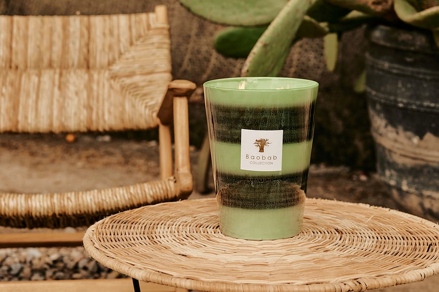 Vela aromática Elementos Gaïa, 35 cm, verde