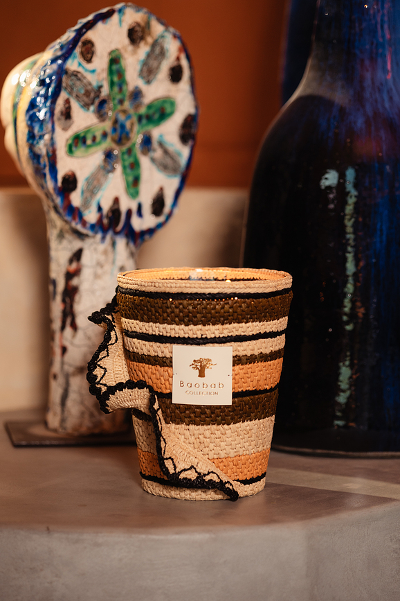 Vela Aromática Fety Anjara, 35 cm, kaki