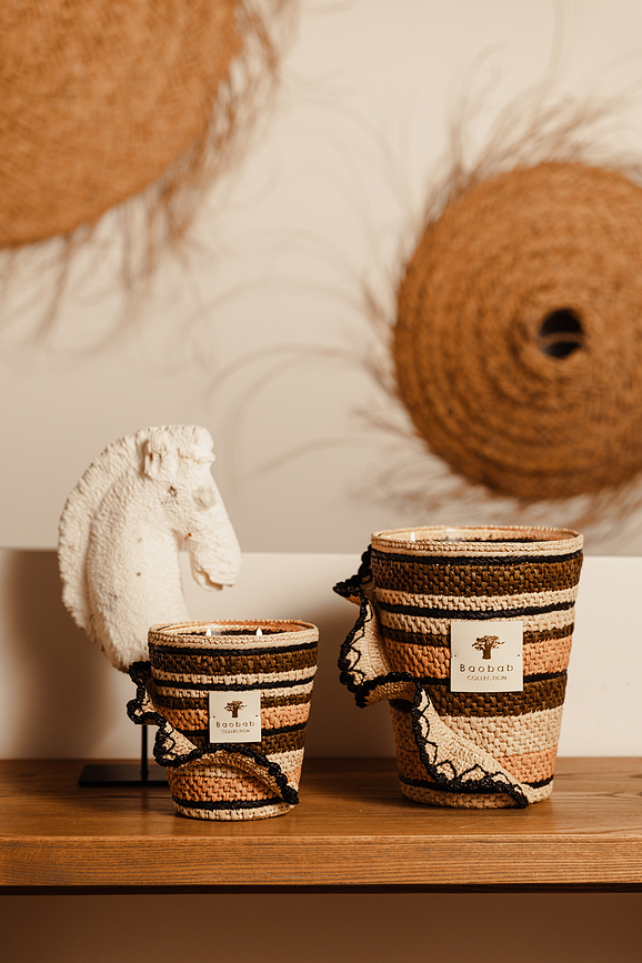 Vela Aromática Fety Anjara, 35 cm, kaki