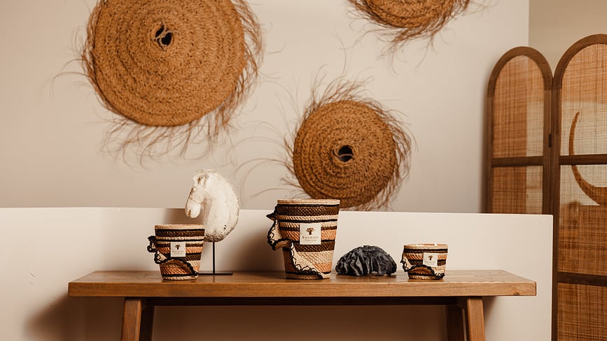 Vela Aromática Fety Anjara, 35 cm, kaki