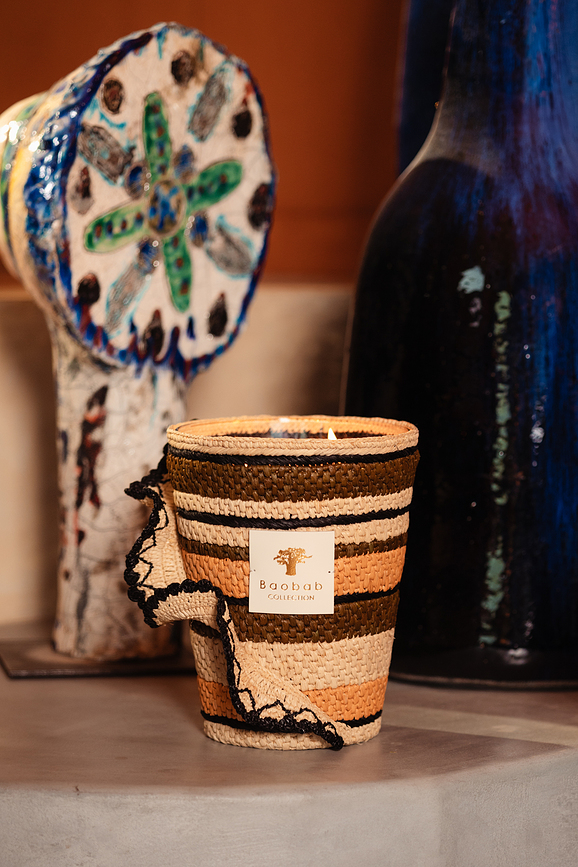 Vela Aromática Fety Anjara, 35 cm, kaki