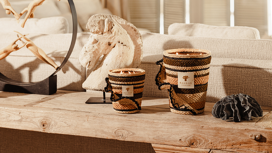 Vela Aromática Fety Anjara, 35 cm, kaki