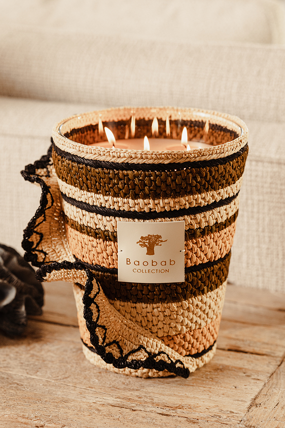 Vela Aromática Fety Anjara, 35 cm, kaki