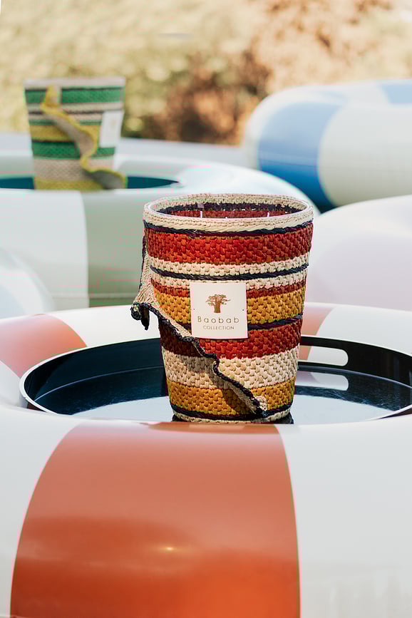 Vela aromática Fety Velona, 35 cm, ocre