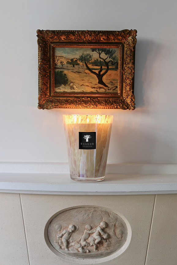 Vela aromática Pearls White, 35 cm