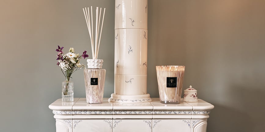 Vela aromática Pearls White, 35 cm