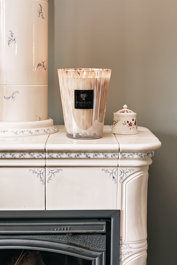 Vela aromática Pearls White, 35 cm