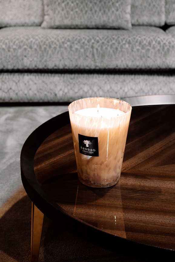 Vela aromática Pearls White, 35 cm