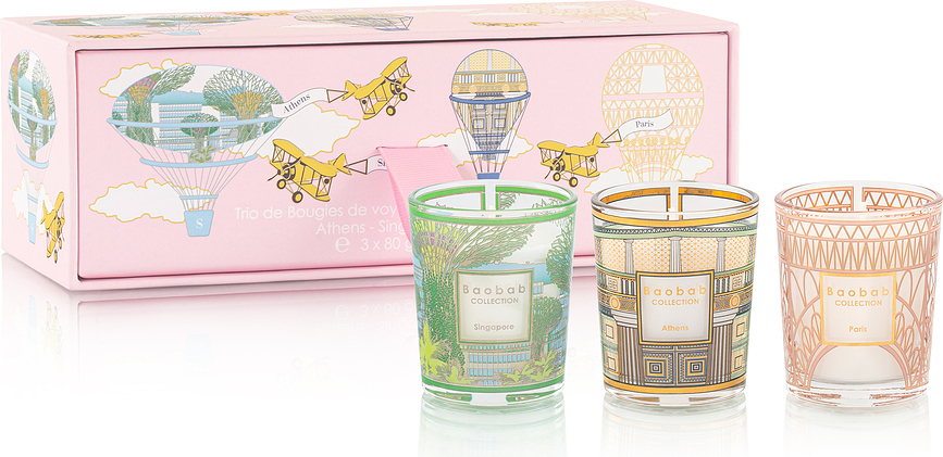 Velas Aromáticas My First Baobab Gift Trio, Singapore-Athens-Paris, 3 unidades
