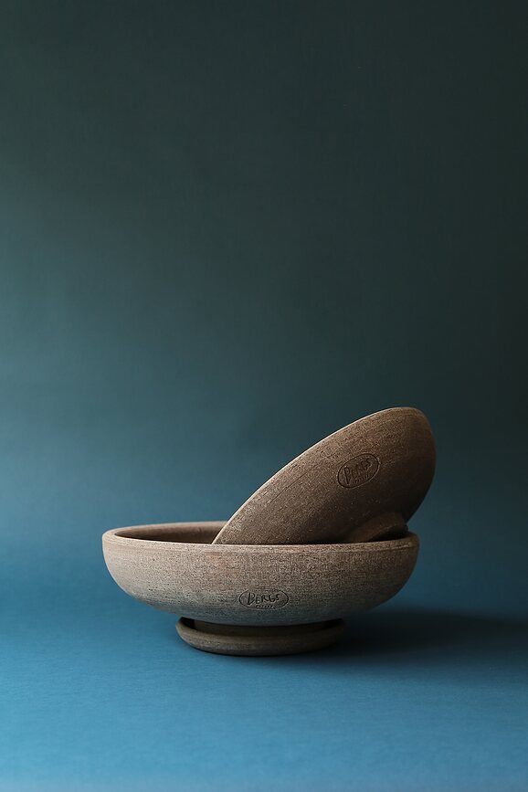 Ada Γλάστρα, 30 cm, γκρι, με πιατάκι