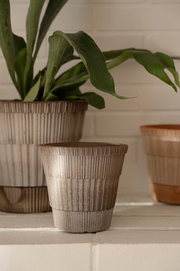 Atlas Pot de Fleurs avec soucoupe, 18 cm, gris