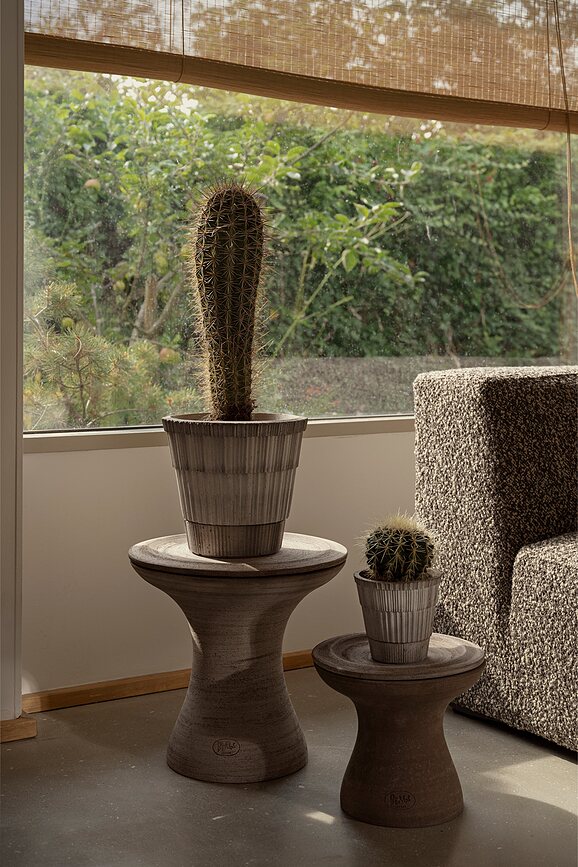 Atlas Pot de Fleurs avec soucoupe, 18 cm, gris