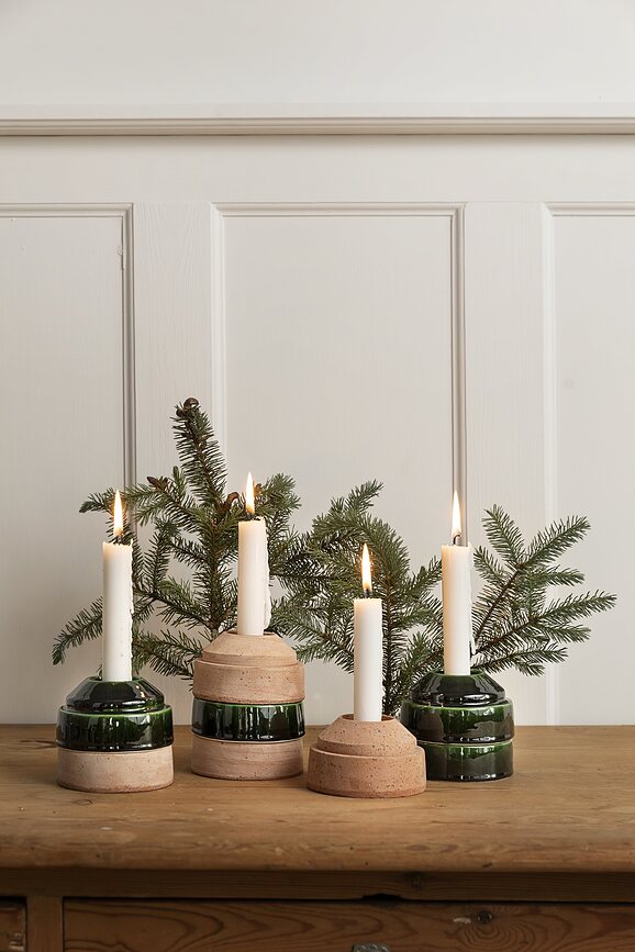 Candelabro Hoff de cerámica esmaltada, verde
