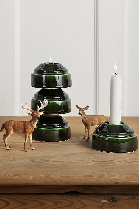 Candelabro Hoff de cerámica esmaltada, verde