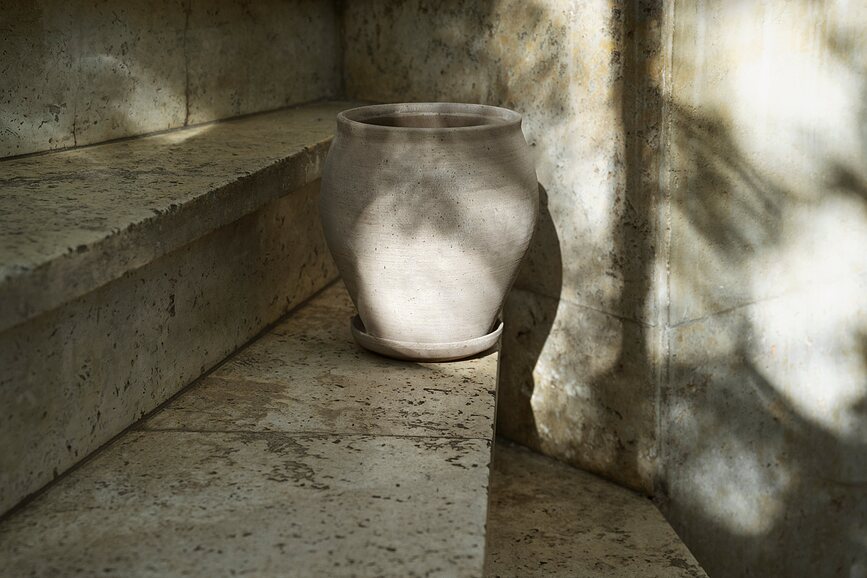 Delphi Cvetlični lonec s podstavkom, 26 cm, siv