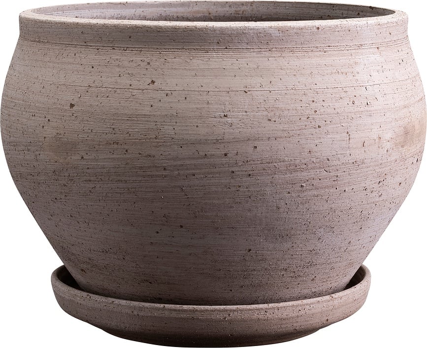 Delphi Γλάστρα με πιατάκι, 24 cm, γκρι