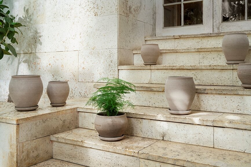 Delphi Γλάστρα με Πιατάκι, 26 εκ., γκρι