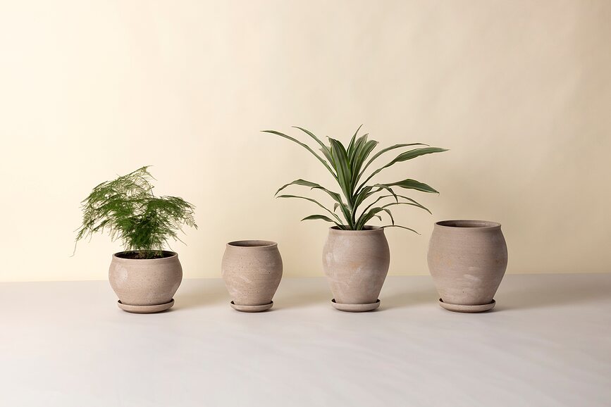 Delphi Pot de Fleurs avec Soucoupe, 26 cm, gris