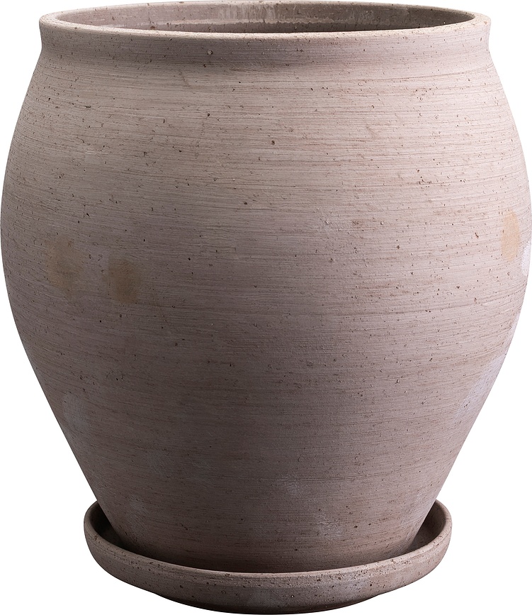 Delphi virágcserép alátéttel, 20 cm, szürke