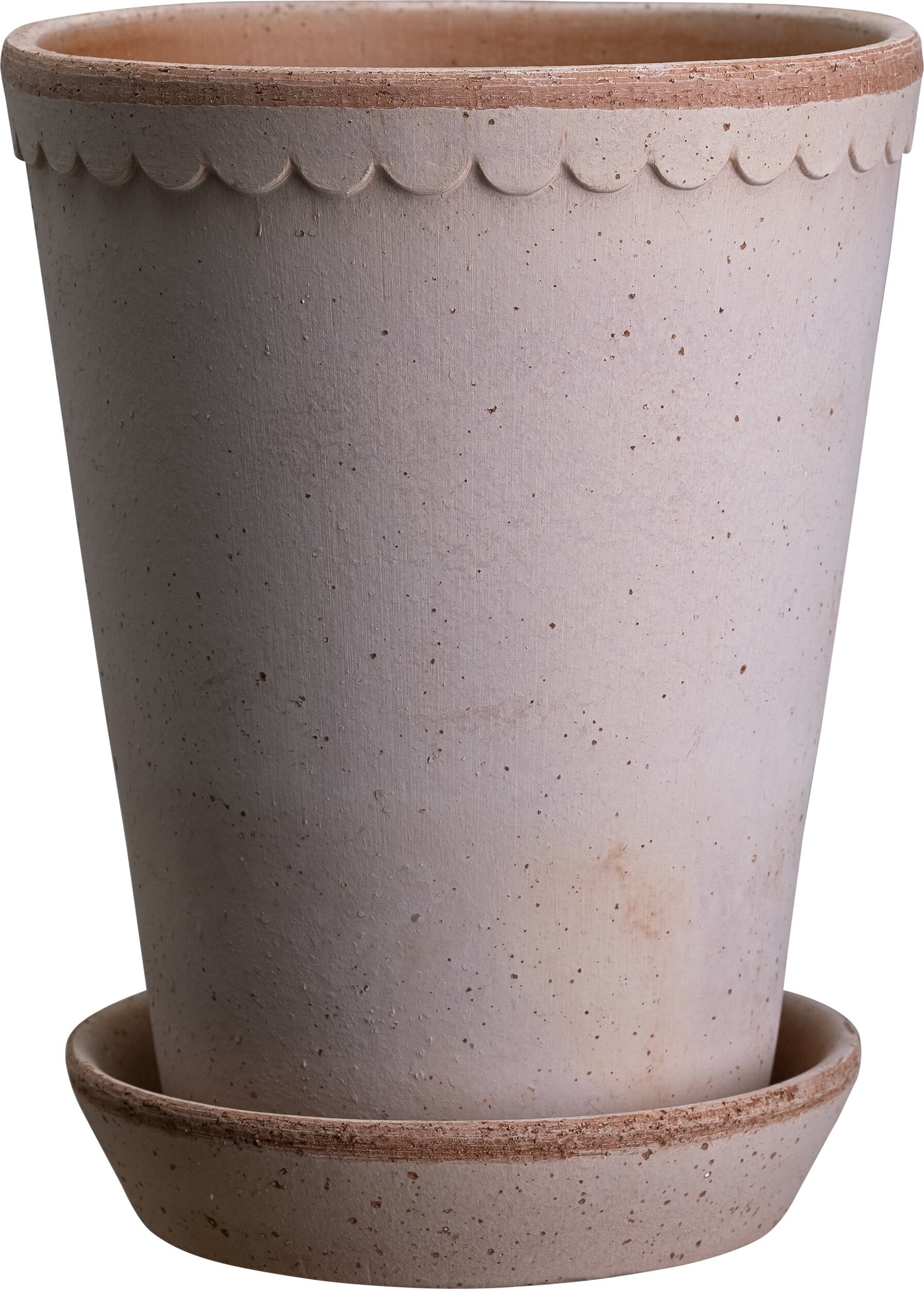 Doniczka Helena wysoka 14 cm różowa z podstawką